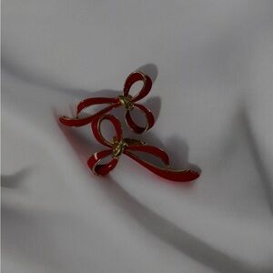 Avon Red and Gold Bow Earrings